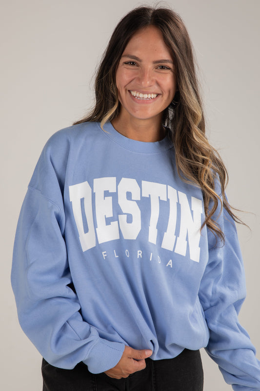 Blue Destin Florida Block Letter Sweatshirt
