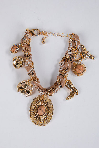 Clara Beige Western Charm Layered Bracelet