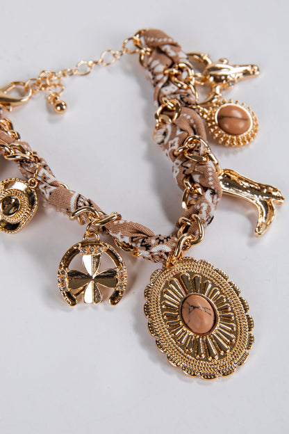 Clara Beige Western Charm Layered Bracelet