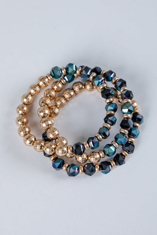 Charlotte Black Beaded Bracelet Set