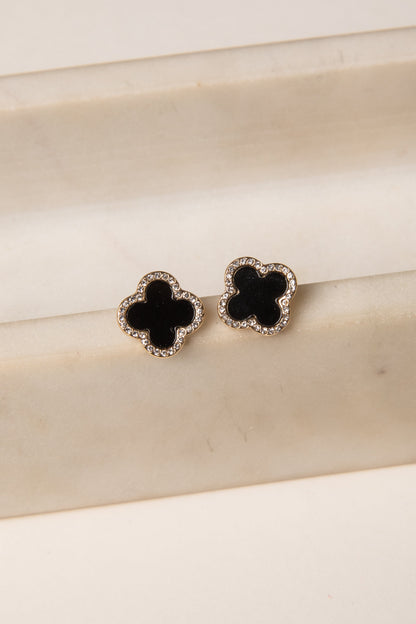 Eloise Black Quatrefoil Stud Earrings