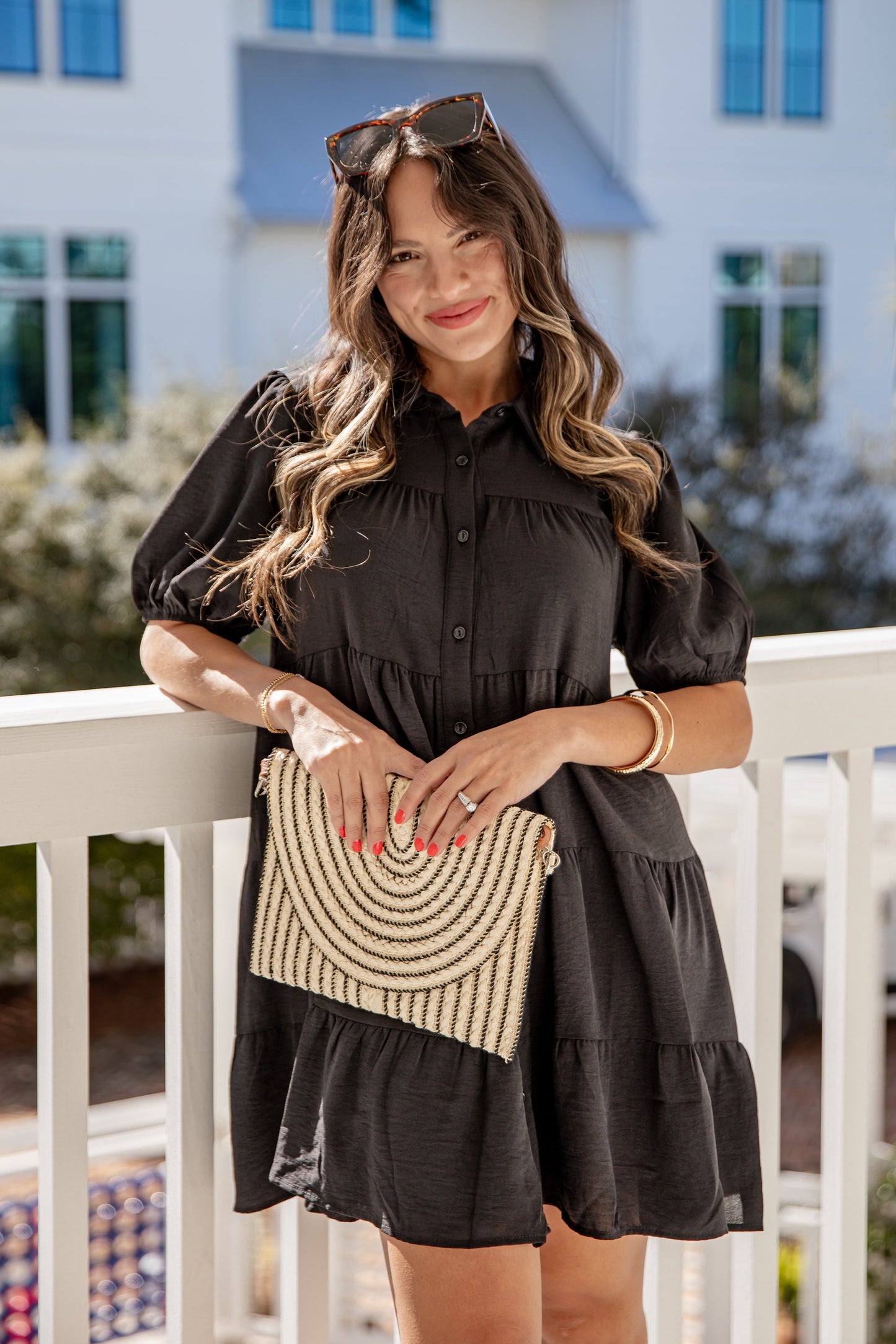 Clean Slate Black Tiered Mini Dress