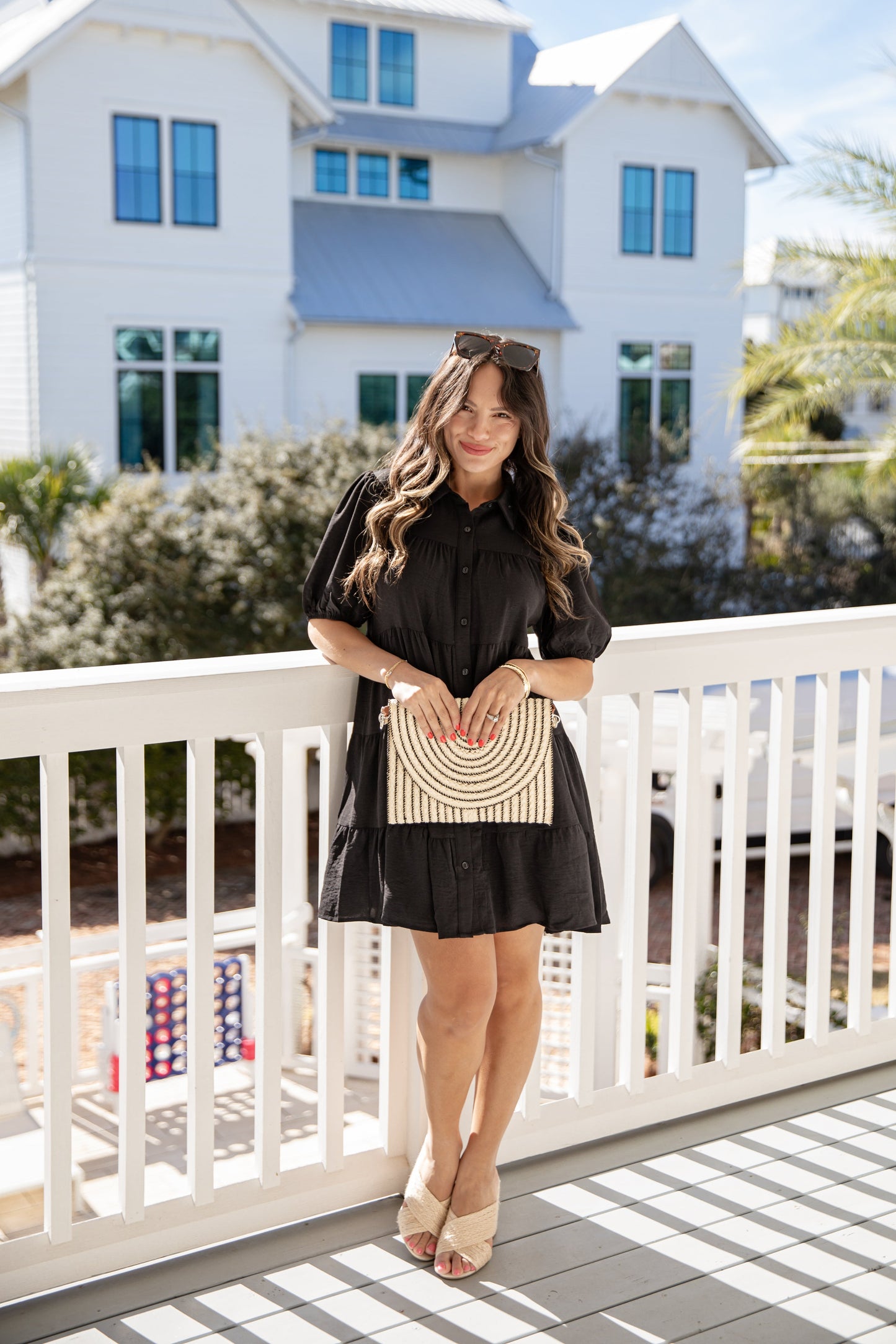 Clean Slate Black Tiered Mini Dress