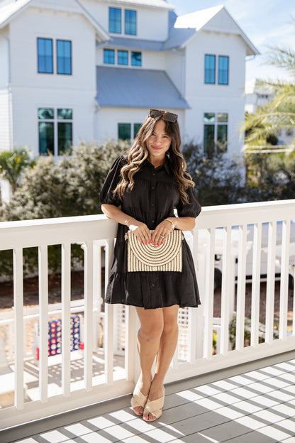 Clean Slate Black Tiered Mini Dress