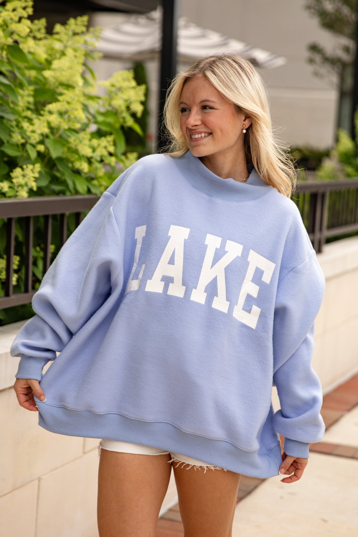 Beach/Lake Blue Reversible Mockneck Sweatshirt