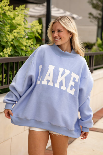 Beach/Lake Blue Reversible Mockneck Sweatshirt