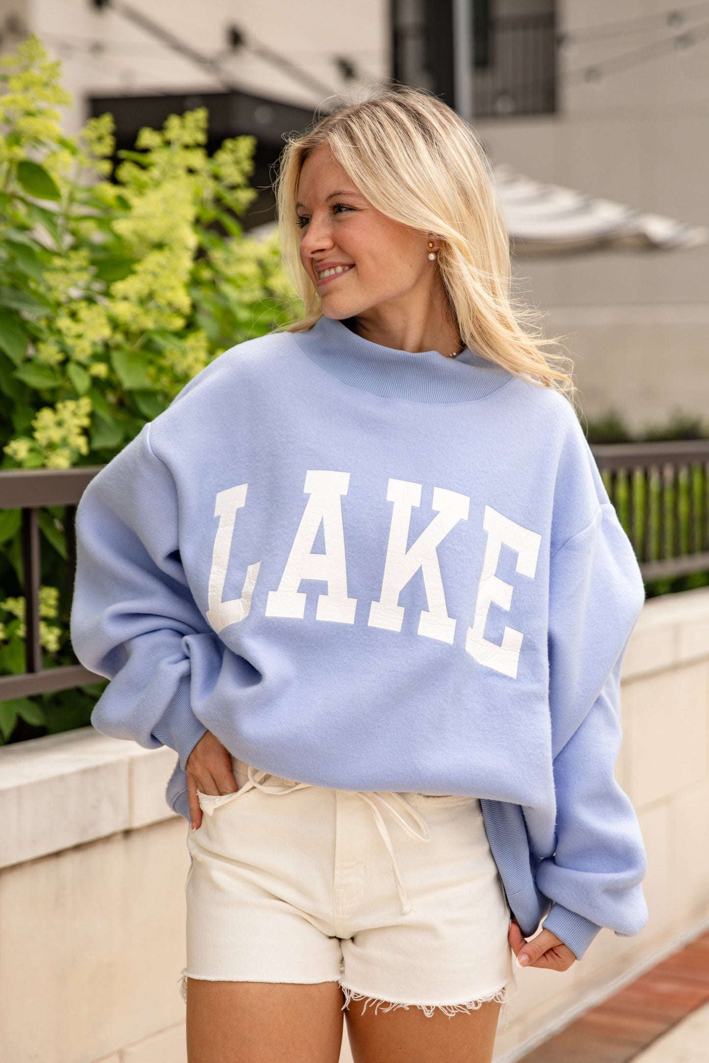 Beach/Lake Blue Reversible Mockneck Sweatshirt