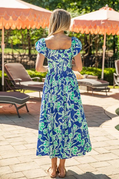 Capri Bloom Blue Floral Maxi Dress