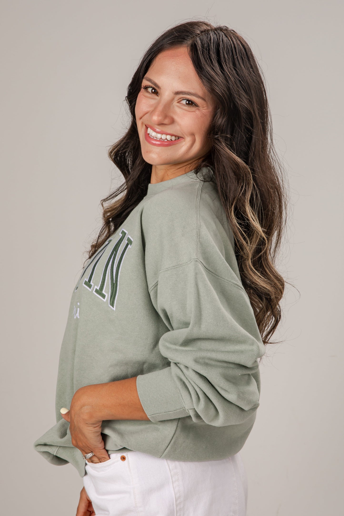 Destin Florida Embroidered Sage Oversized Sweatshirt
