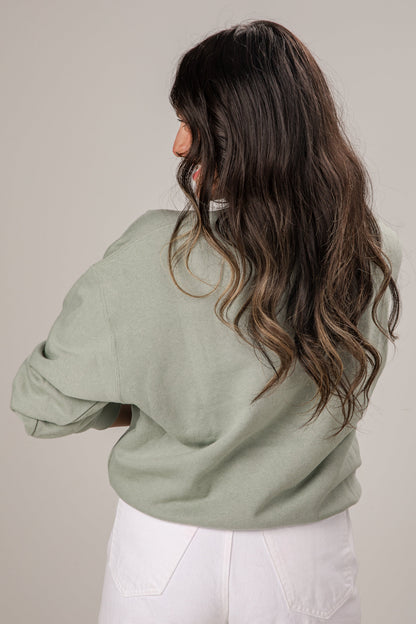 Destin Florida Embroidered Sage Oversized Sweatshirt