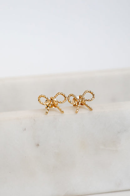 Elaine Gold Bow Stud Earrings