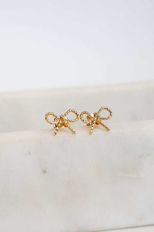Elaine Gold Bow Stud Earrings