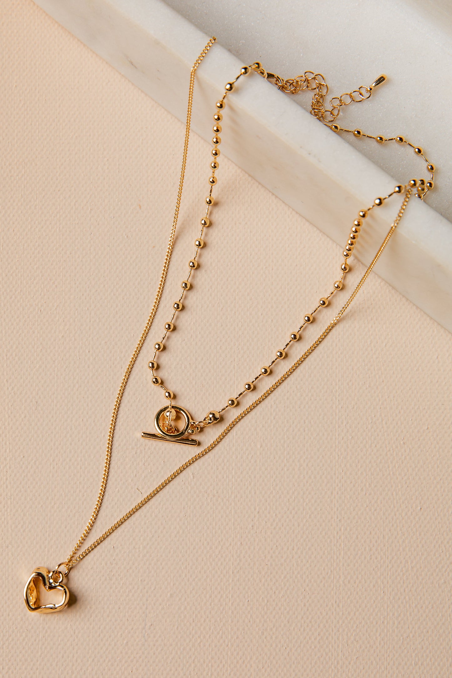 Aria Double-Layer Toggle Heart Gold Necklace
