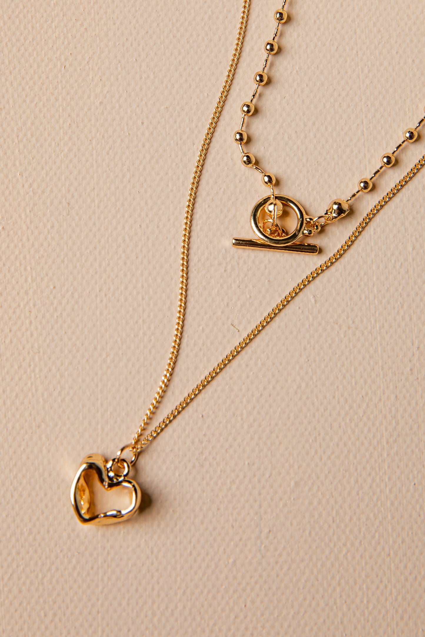 Aria Double-Layer Toggle Heart Gold Necklace