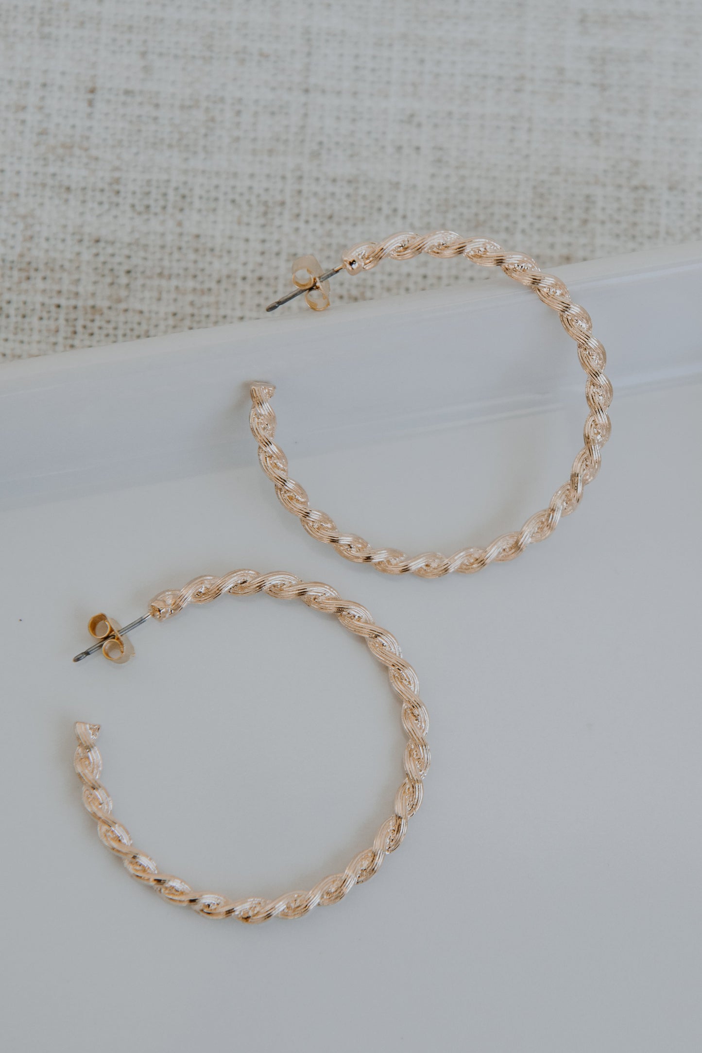 Elle Gold Twisted Hoop Earrings