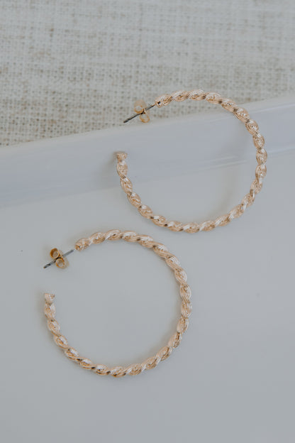 Elle Gold Twisted Hoop Earrings