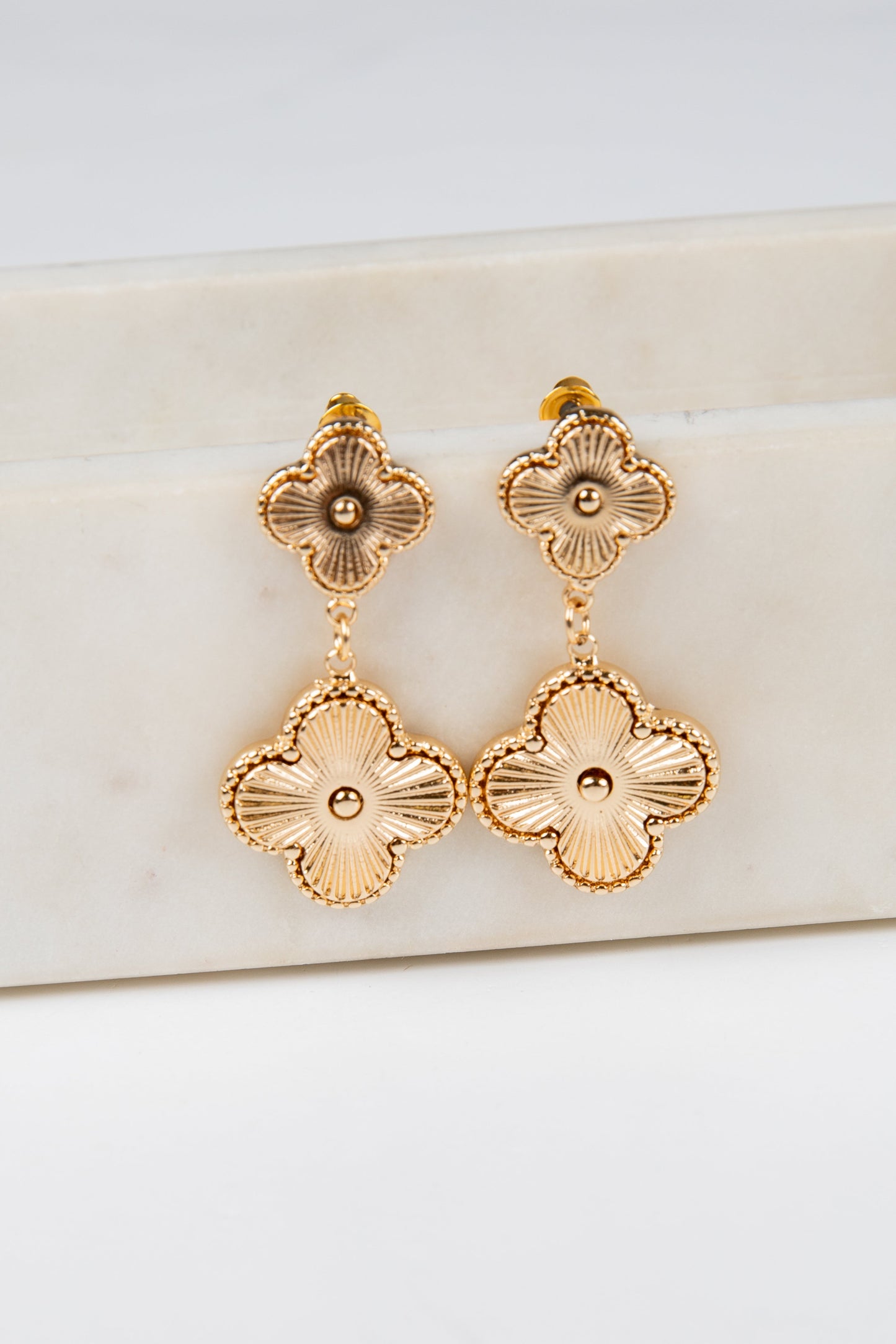 Charlie Gold Quatrefoil Drop Earrings
