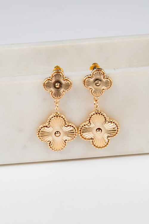 Charlie Gold Quatrefoil Drop Earrings