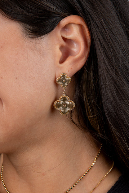 Charlie Gold Quatrefoil Drop Earrings