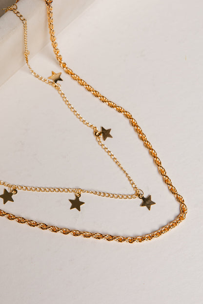 Brooklyn Gold Star Layered Chain Necklace