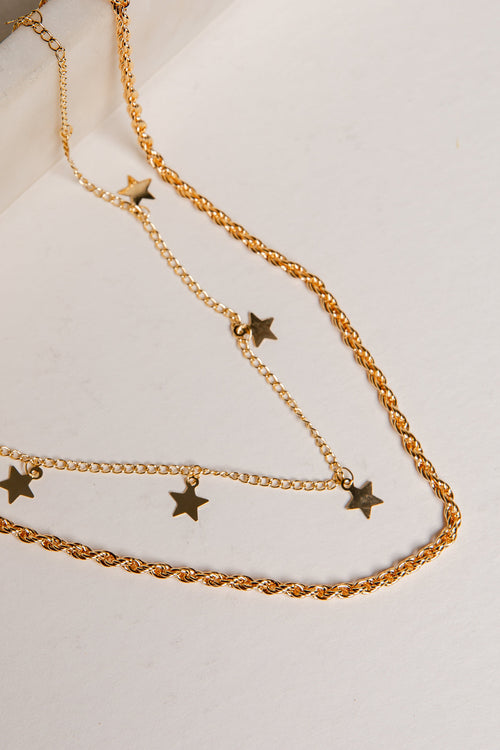 Brooklyn Gold Star Layered Chain Necklace