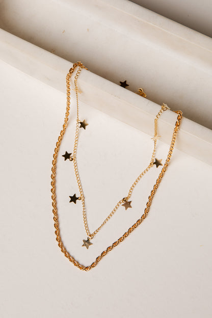 Brooklyn Gold Star Layered Chain Necklace
