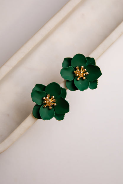 Bellamy Bloom Green Flower Earrings