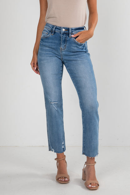 Amelia Medium Wash High-Rise Straight Leg Jeans
