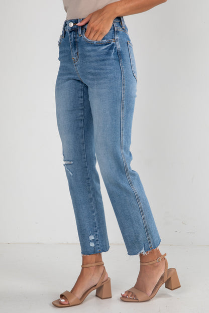 Amelia Medium Wash High-Rise Straight Leg Jeans