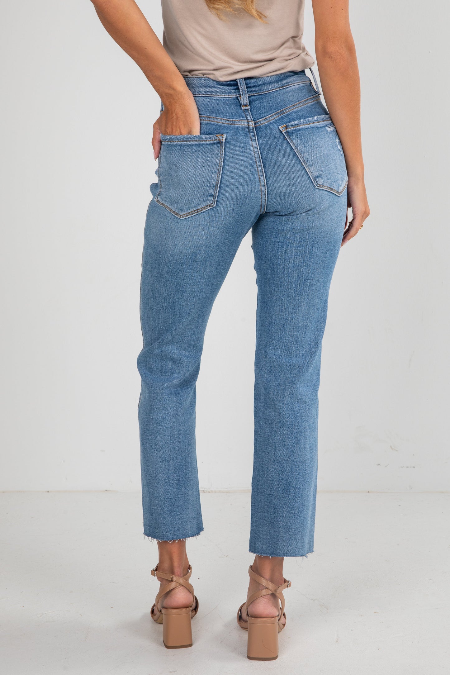 Amelia Medium Wash High-Rise Straight Leg Jeans