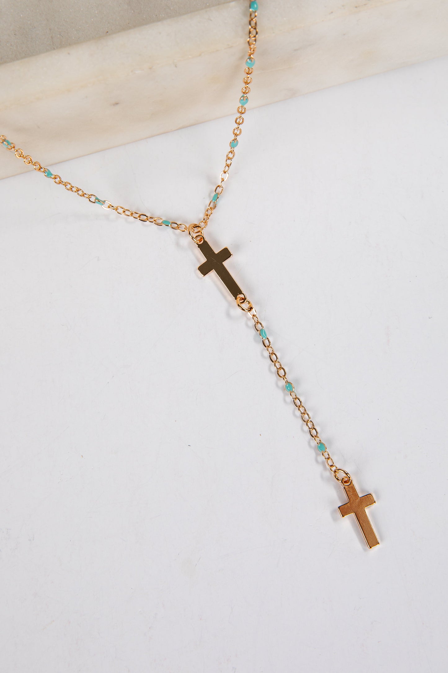 Alisha Mint Cross Necklace