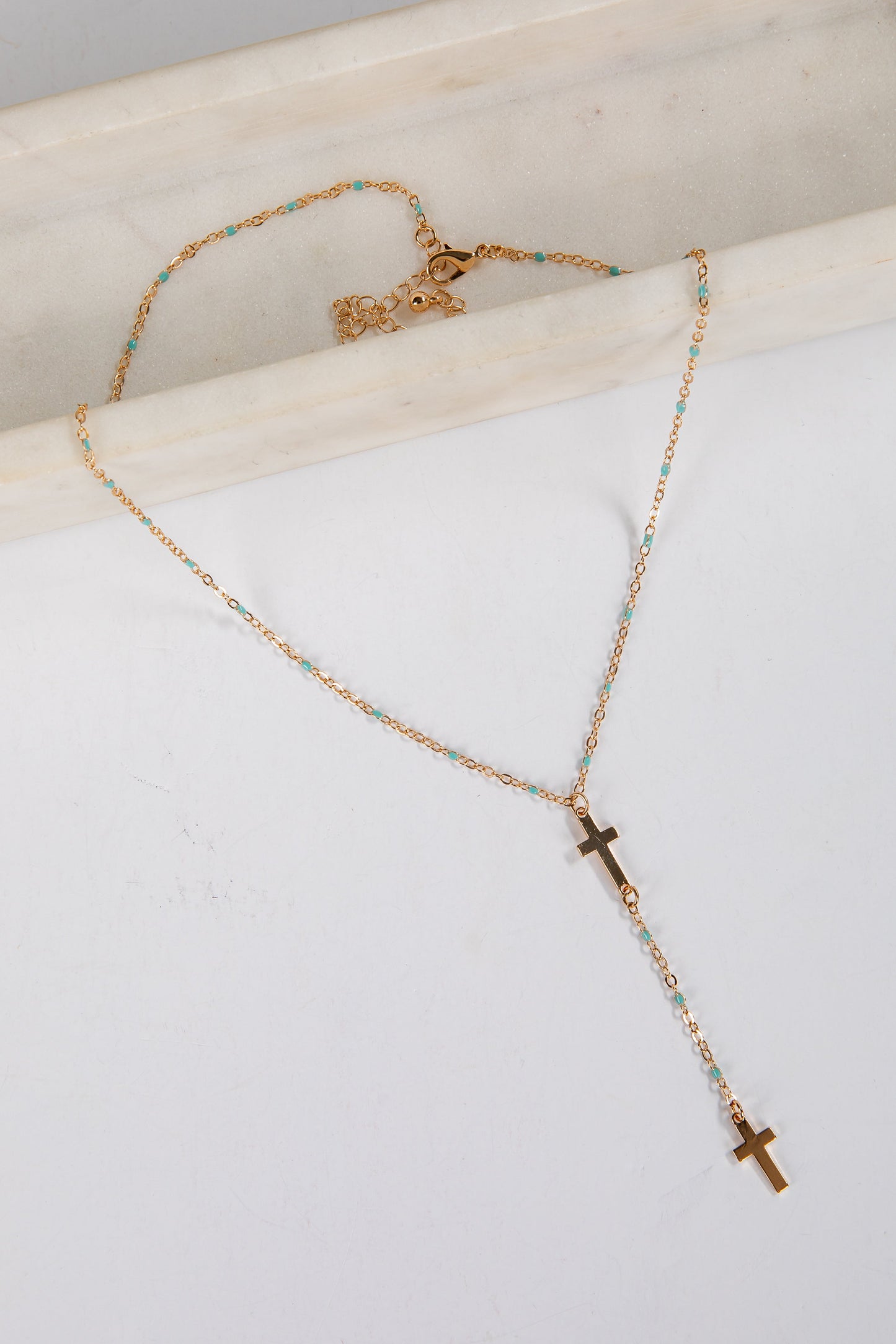 Alisha Mint Cross Necklace