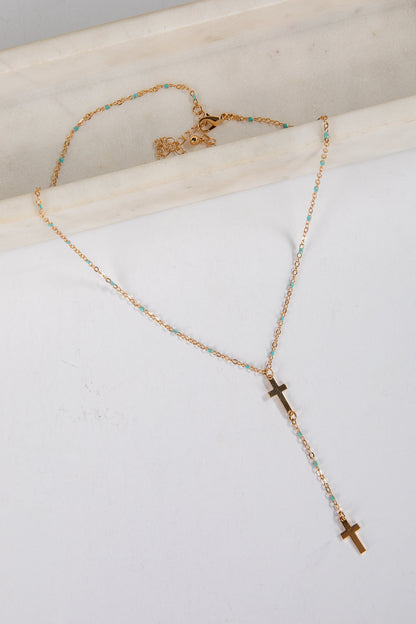 Alisha Mint Cross Necklace