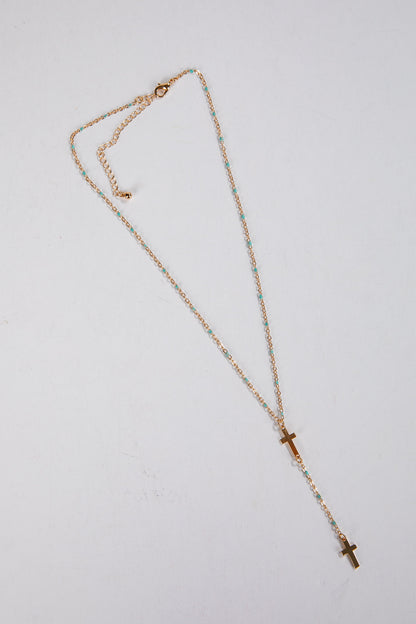 Alisha Mint Cross Necklace