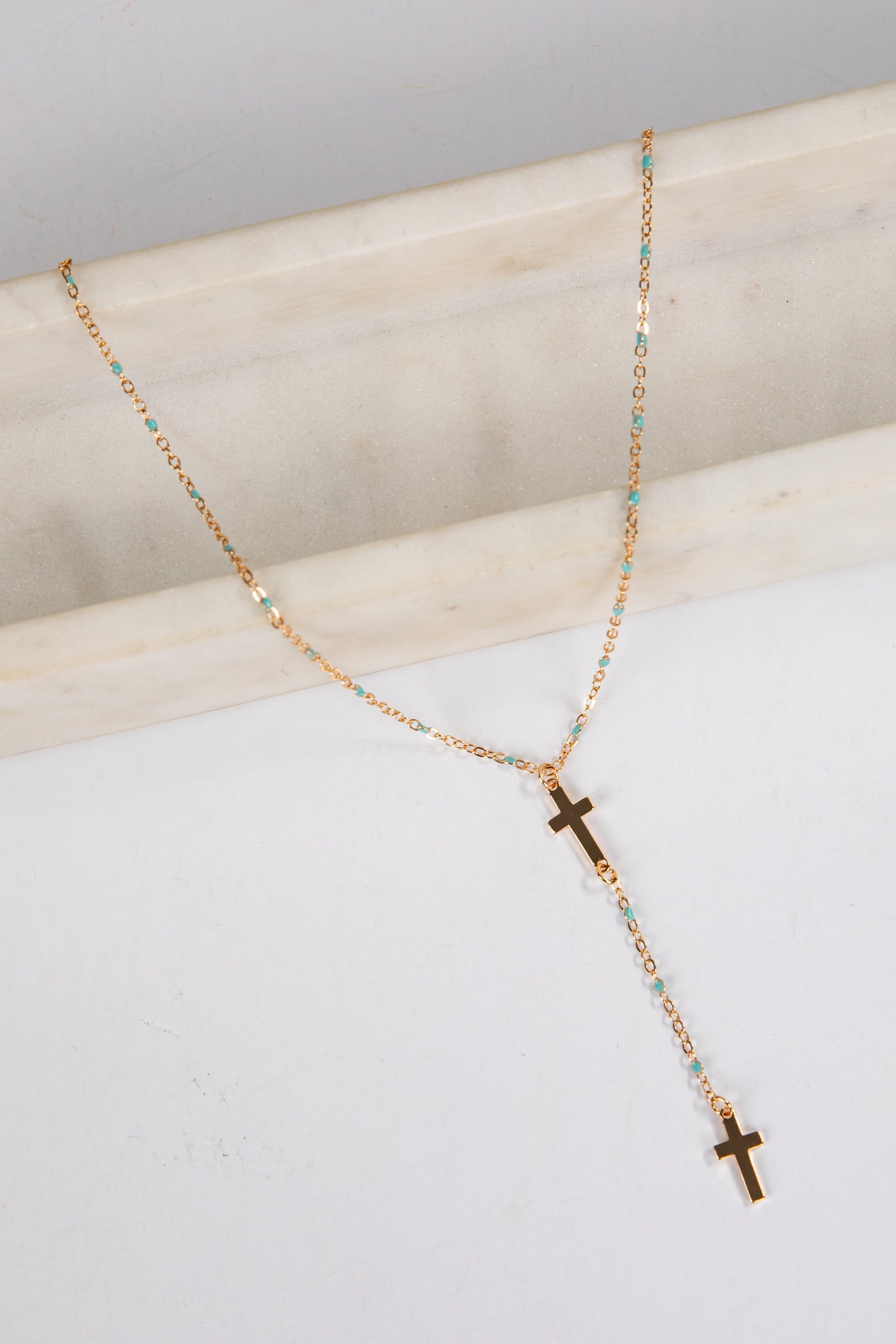 Alisha Mint Cross Necklace