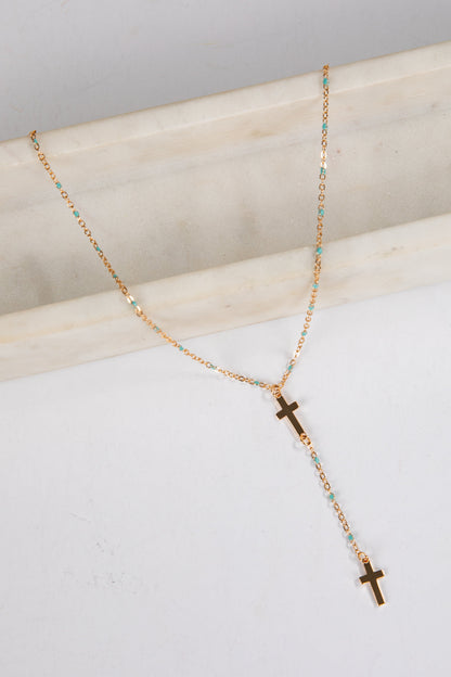Alisha Mint Cross Necklace