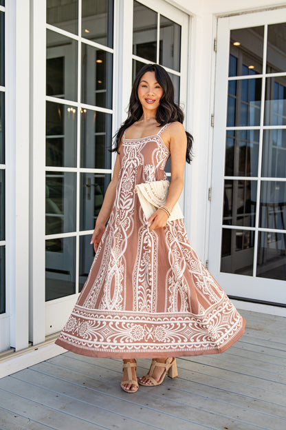 Always The One Mocha Printed Midi Dress