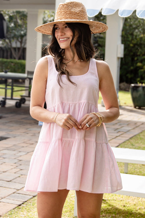 Blissfully Perfect Pink Striped Romper