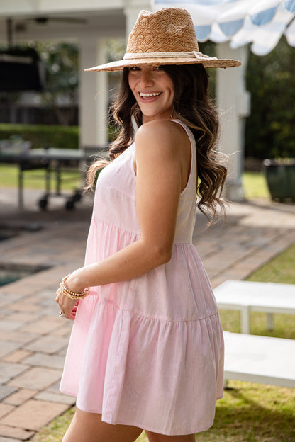 Blissfully Perfect Pink Striped Romper