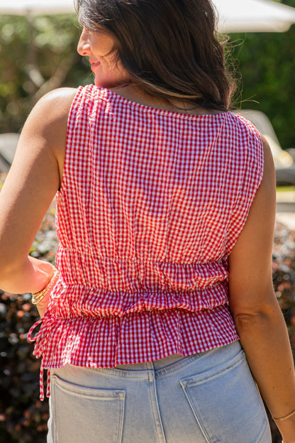 Effortlessly Happy Red Gingham Tank