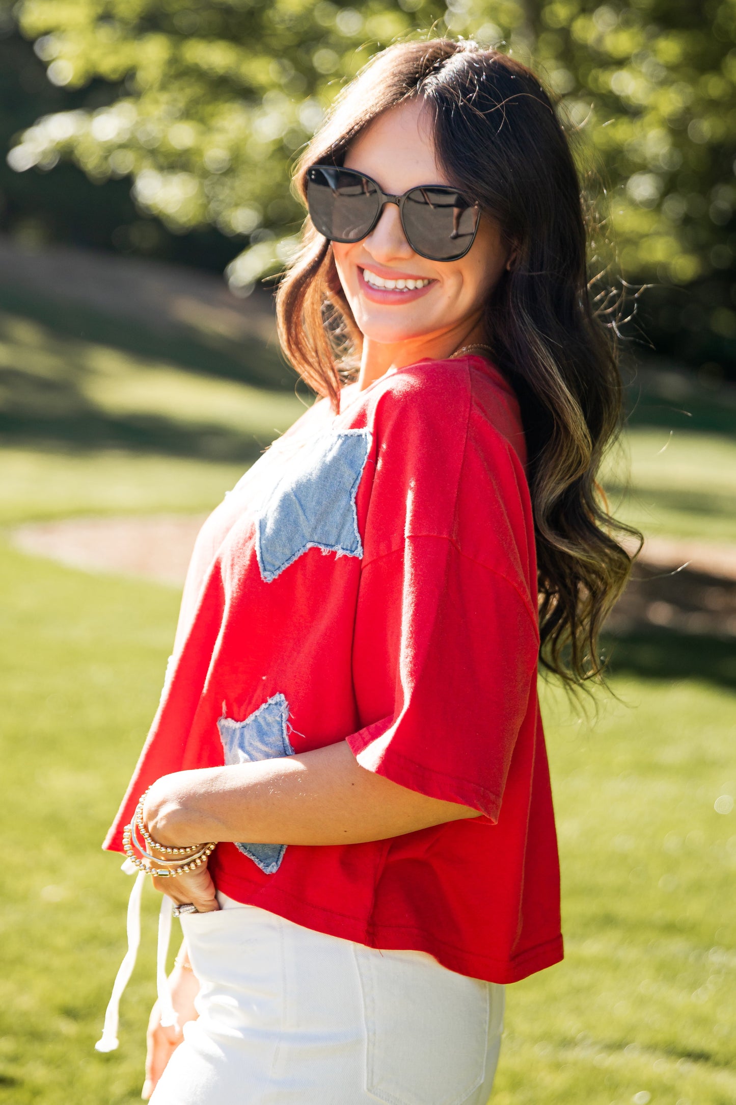 Americana Star Patch Red Tee
