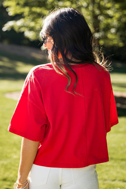 Americana Star Patch Red Tee