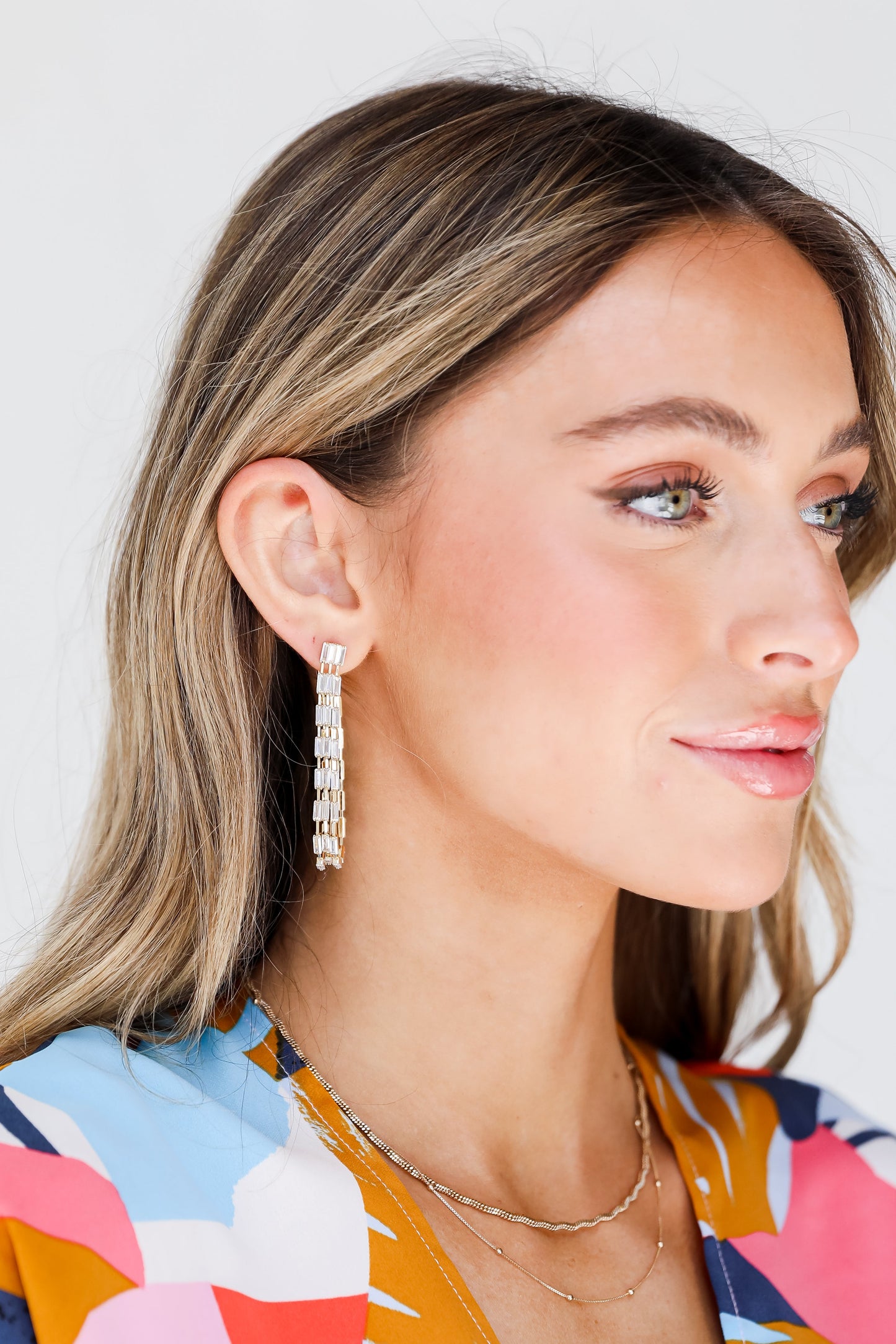 Alexis Gold Rhinestone Teardrop Hoop Earrings