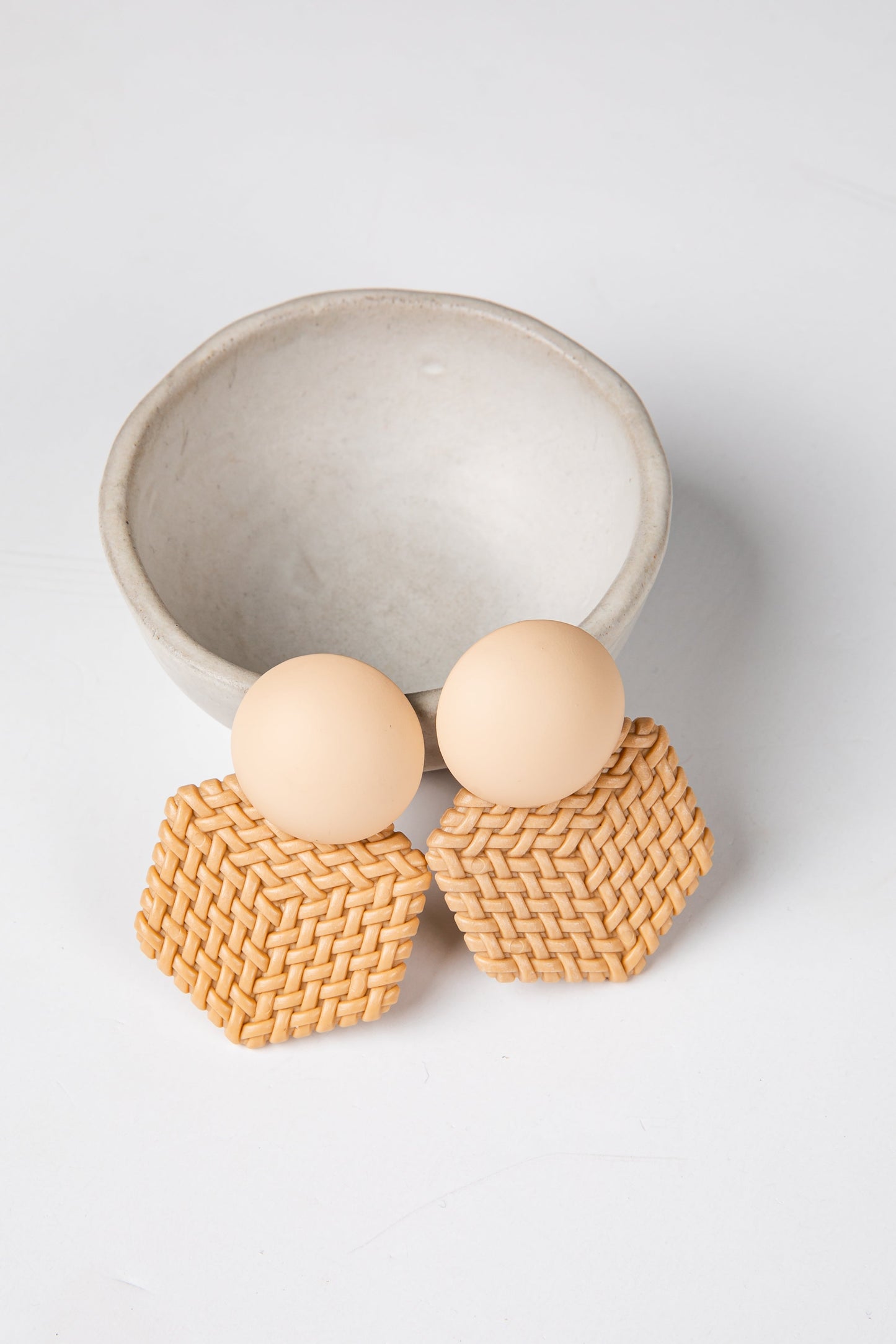 Carmella Tan Stud Drop Earrings