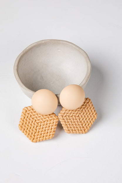 Carmella Tan Stud Drop Earrings