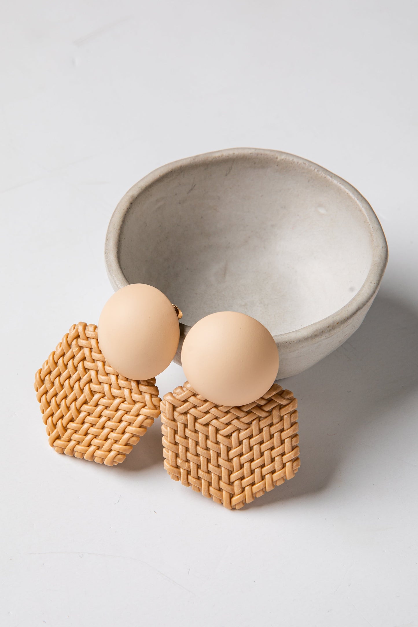 Carmella Tan Stud Drop Earrings