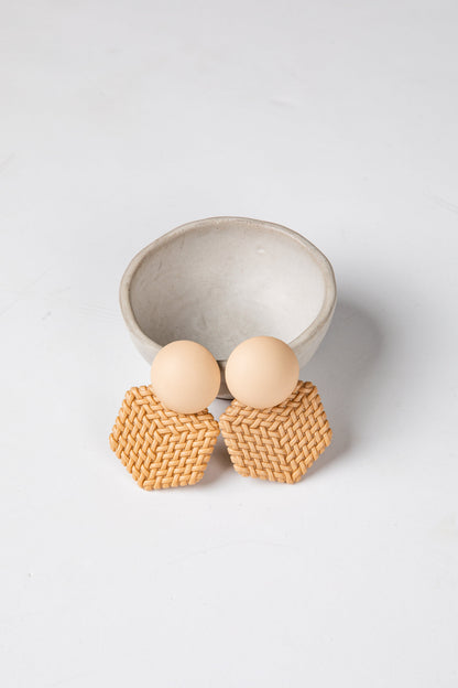 Carmella Tan Stud Drop Earrings