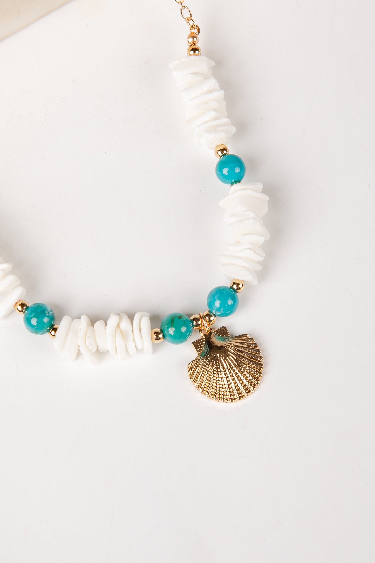 Avery Turquoise Beaded Shell Necklace