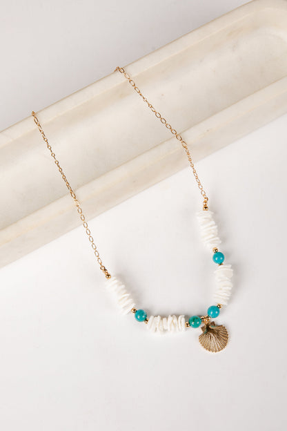 Avery Turquoise Beaded Shell Necklace