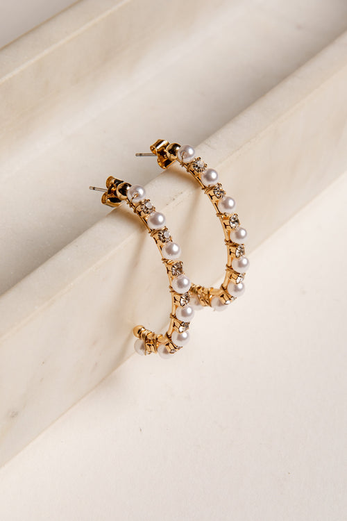 Delaney Gold Pearl Drop Earrings